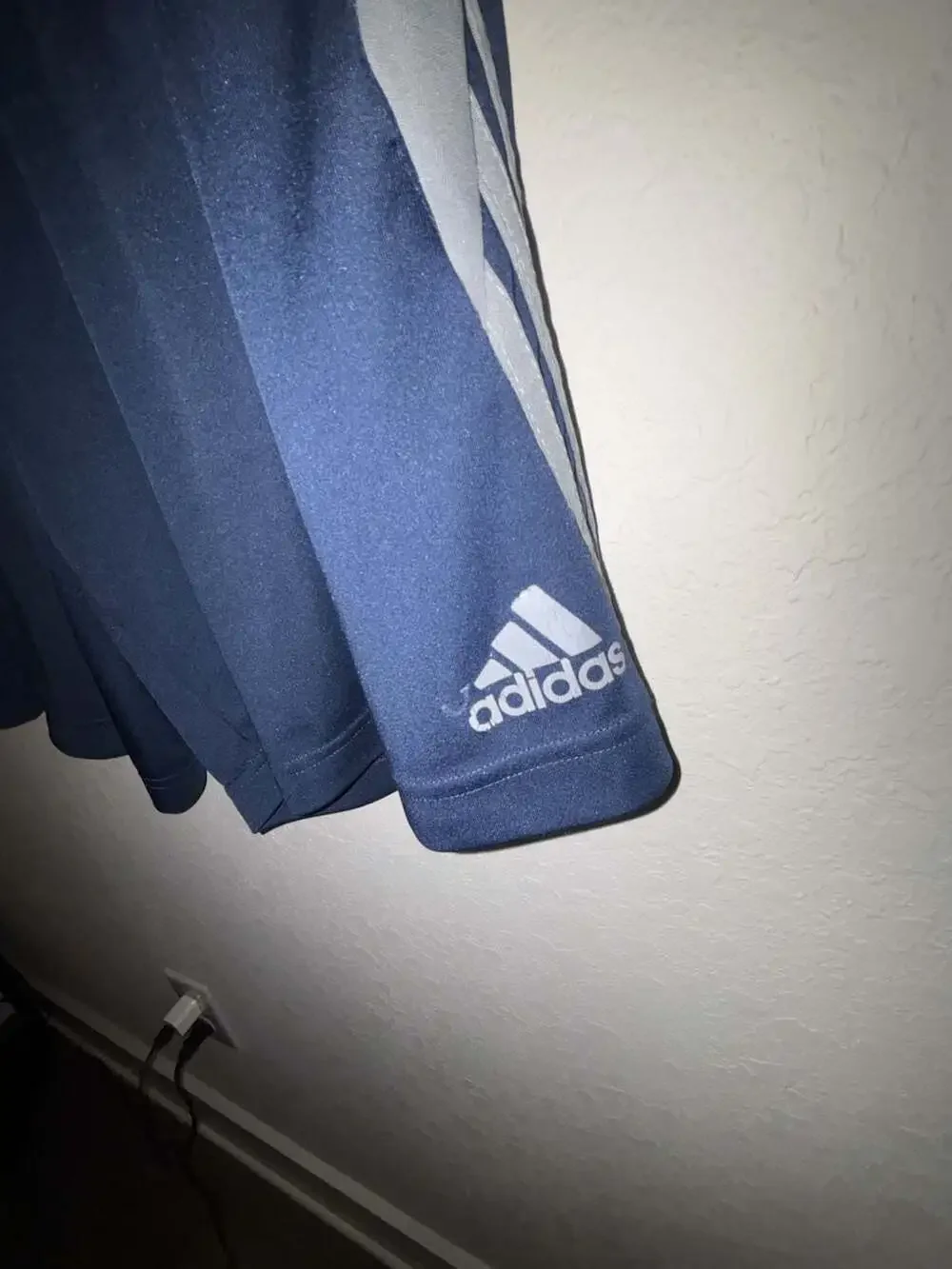 Adidas Climalite Navy Blue Athletic Training Shorts with Three-Stripe Detail